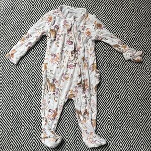ANGEL DEAR RUFFLE ZIPPER FOOTIE - WOODLAND ANIMALS - 0-3 Month